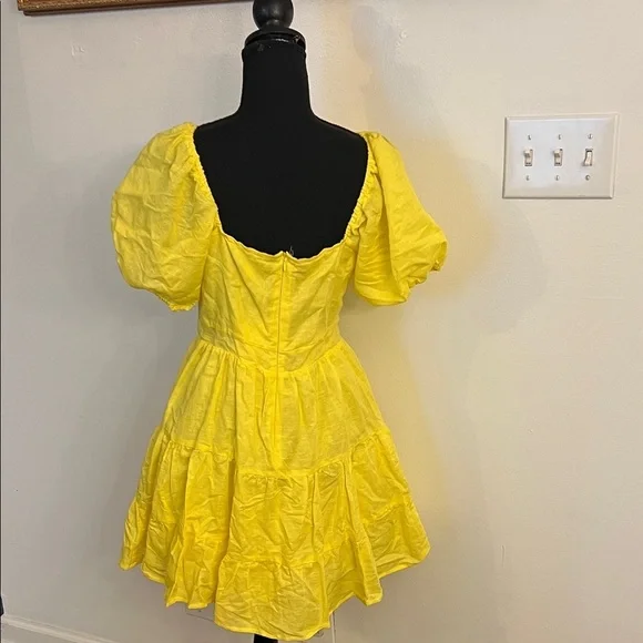 NWT Chelsea & Violet Linen Cotton Blend Puff Sleeve Tie V-Neck A-Line - Picture 6 of 15